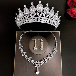 Buy silver-a-suit Royal Queen Bridal Jewelry Sets For Women Luxury Tiaras Crow