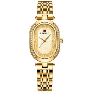 Buy gold-shell-gold-surface-gold Elegant Lady Watch With Diamonds