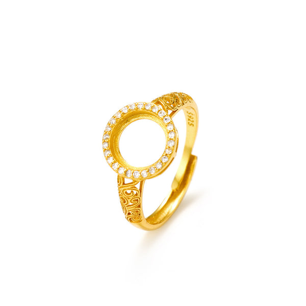 S925 Sterling Silver Gold-plated Round Open Ring