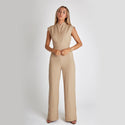 Elegant Tailored Sleeveless Wide-Leg Jumpsuit