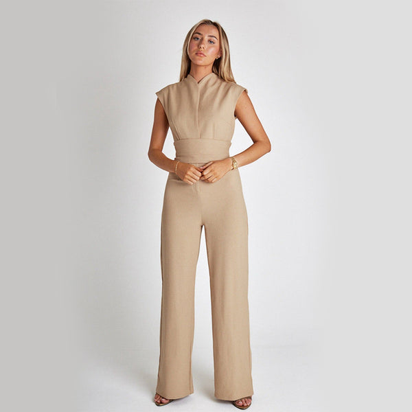Elegant Tailored Sleeveless Wide-Leg Jumpsuit