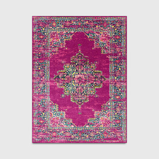 Buy 19946-rose-purple Fashionable Retro Rose Geometry Pattern In Purple Persian Ethnic Style Kitchen Living Room Bedroom Bedside Carpet Floor Mat