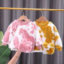 Long-sleeved Warm Sweater With Plush Rabbit Fur For Children And Infants