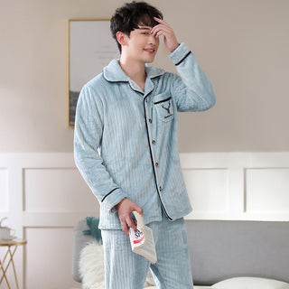 Buy ck207 Autumn And Winter Flannel Men&#39;s Pajamas Men&#39;s Lapel Cardigan