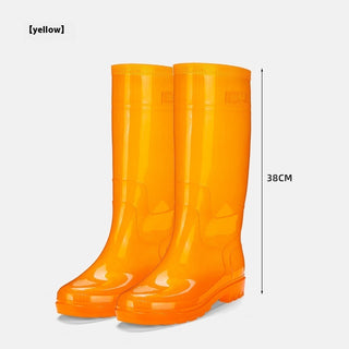 Buy yellow Men&#39;s Knee-high Rain Boots Non-woven Jelly Non-slip Wear-resistant