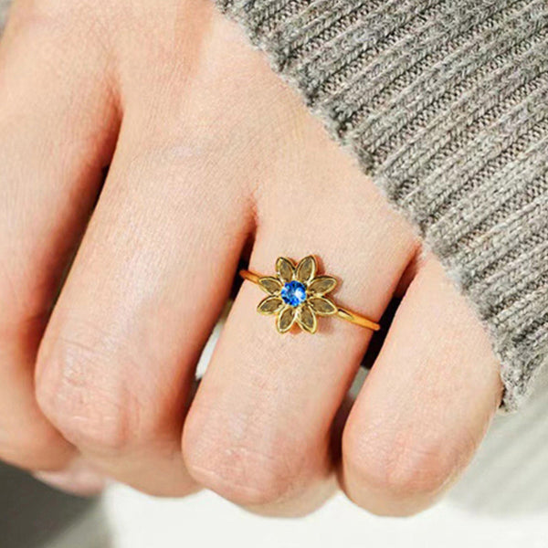 Flower Ring Female Fashion Inlaid Zircon