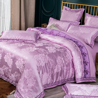 Buy purple Four-piece Bed Full Cotton 1.5m1.8m Linen And Duvet Cover