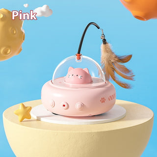 Buy cherry-blossom-powder Smart Teaser Cat Toy Electric UFO Cat Teaser Stick With Bell Training Pet Toys Replaceable Feather Interactive Cat Supplies Pet Supplies Pets Products