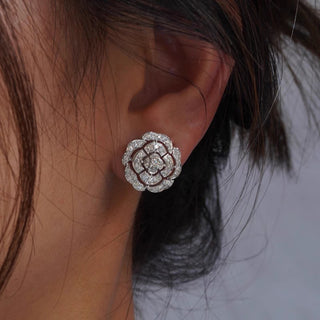 Camellia Flower Earrings Women's Fashion Micro Inlaid