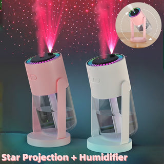 New Projection Starry Sky Top Ambient Light Humidifier Small Portable Anti-Dry Burn Car Home USB Spray Shaking Head