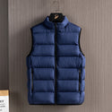 Men's Fashionable Handsome Warm Solid Color Cotton Vest Stand Collar