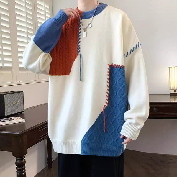 Men's Colorblock Pullover Knitted Winter Sweater