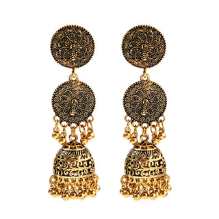 Buy gold Bohemian Retro Ethnic Style Bell Earrings Women&#39;s Long