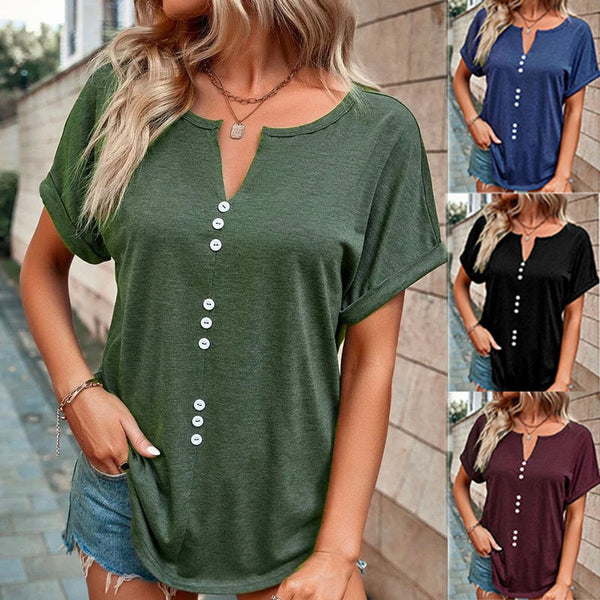 Women's V-neck Short Sleeve Tops Shirt