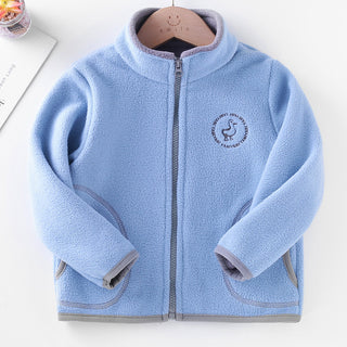 Buy hooded-light-blue Children&#39;s Clothing Set Polar Fleece Cardigan Hooded Sweater