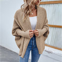 New Loose Knitted Sweater Solid Color Bat Sleeve Large Lapel Cardigan