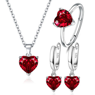 Buy red-suit Female Personality Creative Zircon Heart-shaped Pendant Chain Three-piece Suit