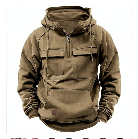 Men's Zip-up Hoodies Sweatshirt With Drawstring And Pocket Design
