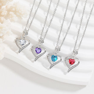 Rose Heart-shaped Necklace With Rhinestones Fashion Everlasting Flower Love Necklace For Women Valentine's Day Gift