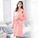 Winter Flannel Lovers Robe Gown Elegant Solid Casual Sleepwe