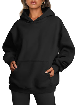 Buy black Women&#39;s Fleece Loose Sweatshirts With Pocket Long Sleeve Pullover Hoodies