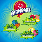 Airheads SOUR Candy Bars, Sour Watermelon Punch, Blue Blast, Lemon Berry Squeeze, 9 Bar Movie Theater Box