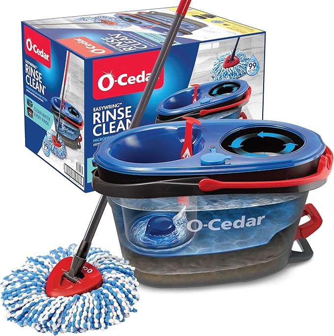 O-Cedar RinseClean Spin Mop & Bucket System | Clean with Water | Removes 99% of Bacteria Plastic Main image