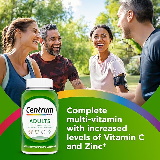 Centrum Adult Multivitamin/Multimineral Supplement with Antioxidants, Zinc, Vitamin D3 and B Vitamins, Gluten Free, Non-GMO Ingredients - 200 Count