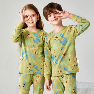 Buy long-sleeve-green-dinosaur Children&#39;s Underwear Set Cotton Boys And Girls Underwear Set Pajamas