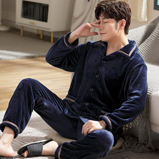 Buy k108 Autumn And Winter Flannel Men&#39;s Pajamas Men&#39;s Lapel Cardigan