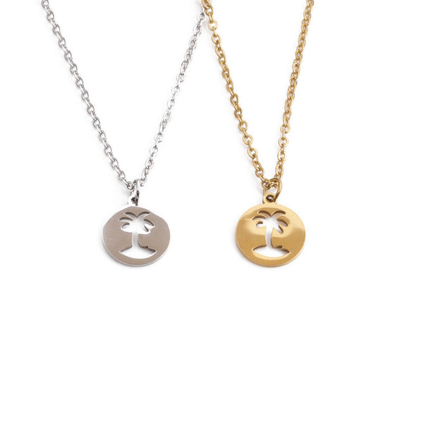 Titanium Steel Hollow Coconut Tree Pendant For Men's