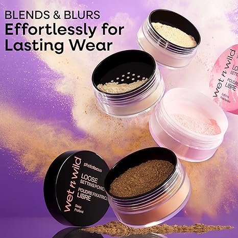 wet n wild Photo Focus Loose Baking Setting Powder, Highlighter Makeup, Suitable for All Skin Tones - Off-White Translucent
