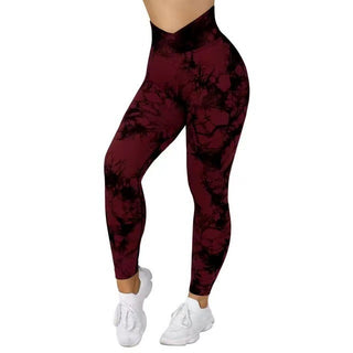 Buy red Women Seamless Tie Dye Leggings