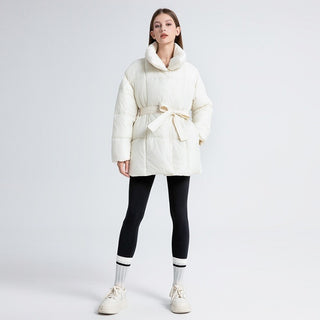 Buy off-white Plus Size Women&#39;s Mid-length Down Cotton-padded Jacket Thickened