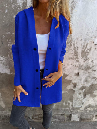 Buy blue Women&#39;s Single-Breasted Cardigan Fashion Loose Solid Color Jacket