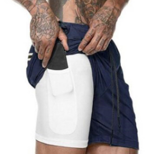 Buy navy-blue Beach Pants Casual Shorts Mesh Sports Pants