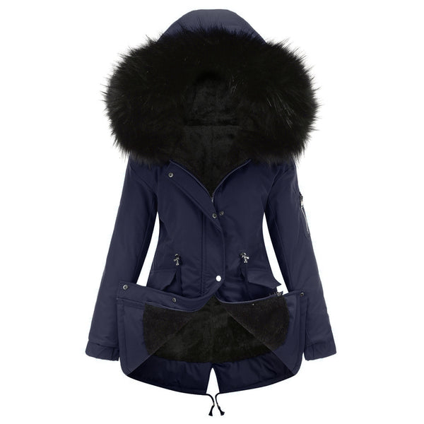 Women Parka Cotton-padded Mid-length Hooded Jacket: