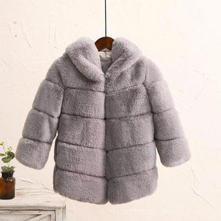 Buy grey Children&#39;s Fur Coat Imitating Otter Rabbit Fur Girls Padded Children&#39;s Clothing