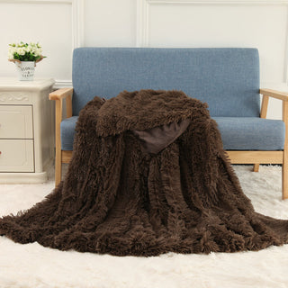 Buy dark-brown Plush Blanket Double-layer Blanket Multifunctional