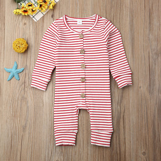 Buy red Newborn striped jumpsuit knitted warm clothing