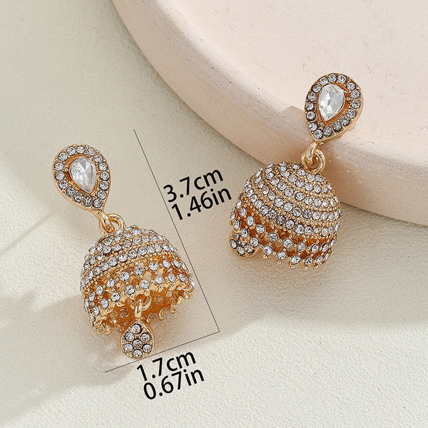 Bohemian Style Heart-shaped Diamond Bell-shaped Earrings