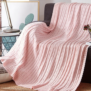 Buy pink Cotton Solid Knitted Blanket