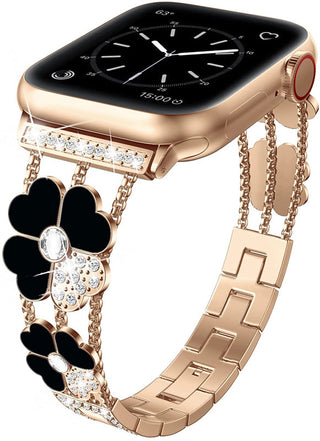 Buy rose-goldblack Diamond-Set Resin Clover Metal Strap