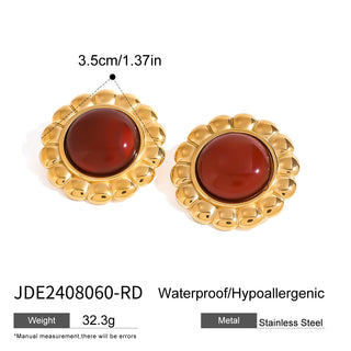 Buy jde2408060rd Fashion Stainless Steel Agate Resin Epoxy Earrings