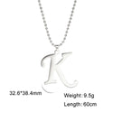 Polished Cut Steel Color 26 Letters Pendant Stainless Steel Necklace