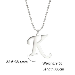 Buy k Polished Cut Steel Color 26 Letters Pendant Stainless Steel Necklace