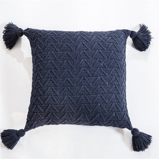 Buy dark-blue Chenille knitted quilted pillowcase