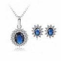 Sapphire Necklace Suit Fashion SUNFLOWER Zircon Stud Earrings