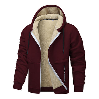 Buy wine-red Men's Fashion Lambswool Thickened Coat Sweatshirt