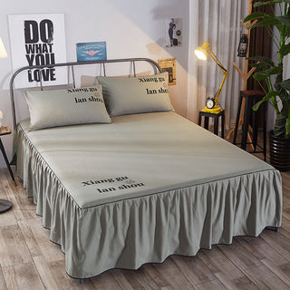 Buy grey Beauty bed cover brushed bed skirt